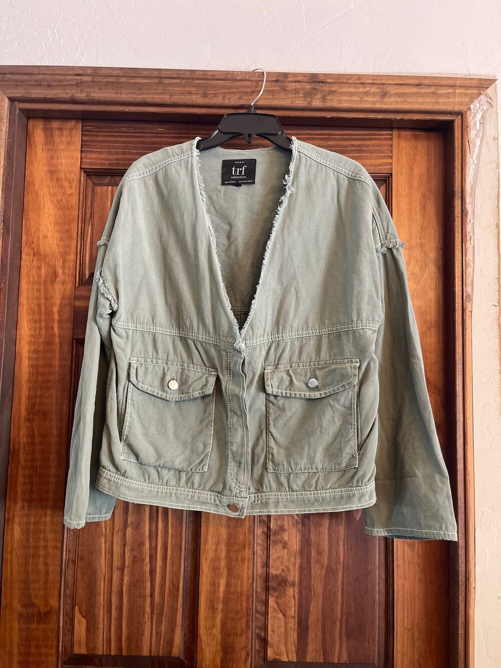 ZARA TRF RAW TRIM CAMP UTILITY JACKET, MEDIUM